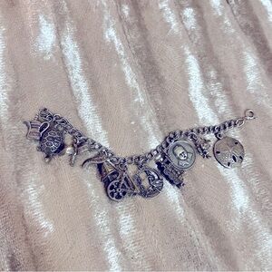 STERLING SILVER CHARM BRACELET - Vintage - (9) Charms - All except the baby VTG